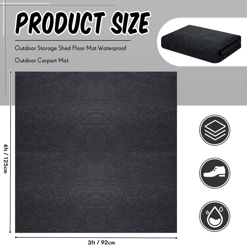Haull Outdoor Storage Shed Floor Moat Waterproof Outdoor Carport Mat Thickened Soft Patio Furniture Pad Washable with Non Slip Backing, Storage Shed Not Included(4 x 3 ft) - Image 2